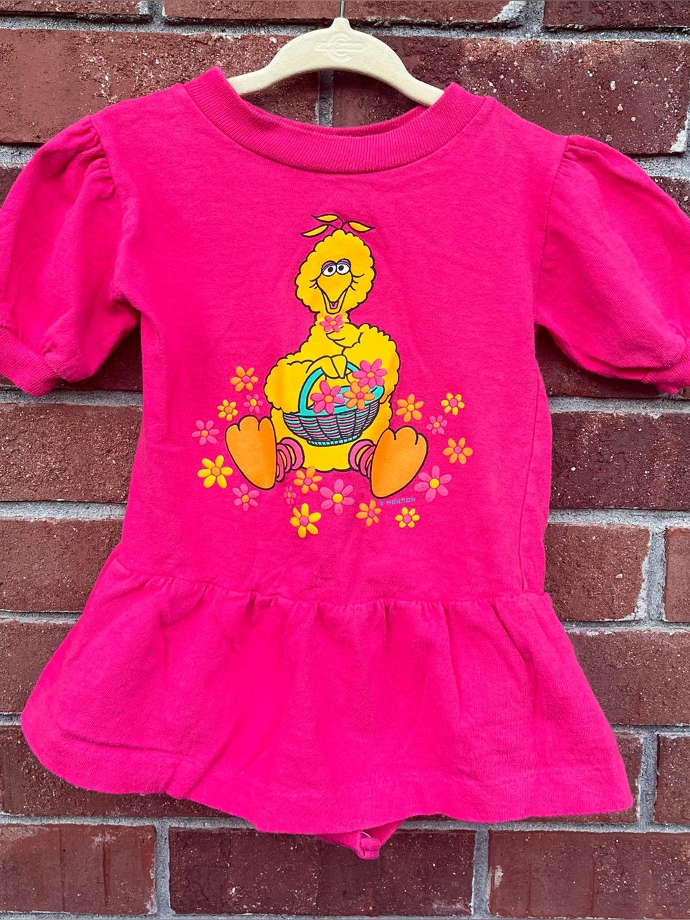 Vintage Y2K Sesame Street Big Bird Dress Size 6 Months Single Stitch USA Made
